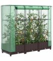 vidaXL Raised Bed with Greenhouse Cover Rattan Look 120x40x123 cm — Colour: brown, Size: 120 x 40 x 123 cm