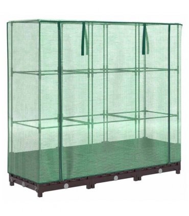 vidaXL Raised Bed with Greenhouse Cover Rattan Look 120x40x123 cm — Colour: brown, Size: 120 x 40 x 123 cm