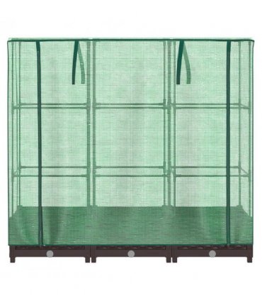 vidaXL Raised Bed with Greenhouse Cover Rattan Look 120x40x123 cm — Colour: brown, Size: 120 x 40 x 123 cm