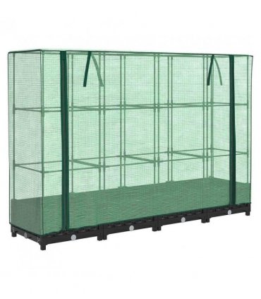 vidaXL Raised Bed with Greenhouse Cover Rattan Look 160x40x123 cm — Colour: black, Size: 160 x 40 x 123 cm