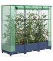 vidaXL Raised Bed with Greenhouse Cover Rattan Look 120x40x123 cm — Colour: blue grey, Size: 120 x 40 x 123 cm
