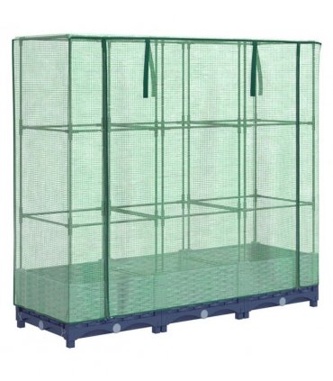vidaXL Raised Bed with Greenhouse Cover Rattan Look 120x40x123 cm — Colour: blue grey, Size: 120 x 40 x 123 cm