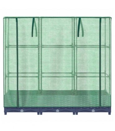 vidaXL Raised Bed with Greenhouse Cover Rattan Look 120x40x123 cm — Colour: blue grey, Size: 120 x 40 x 123 cm