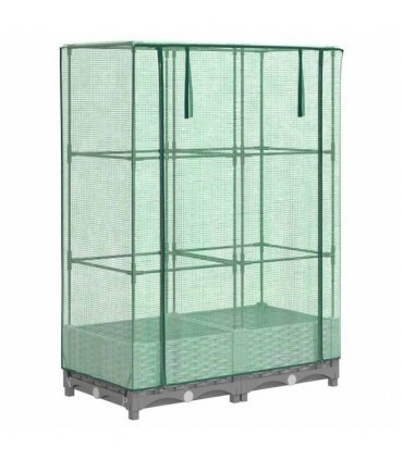 vidaXL Raised Bed with Greenhouse Cover Rattan Look 80x40x123 cm — Colour: light grey, Size: 80 x 40 x 123 cm