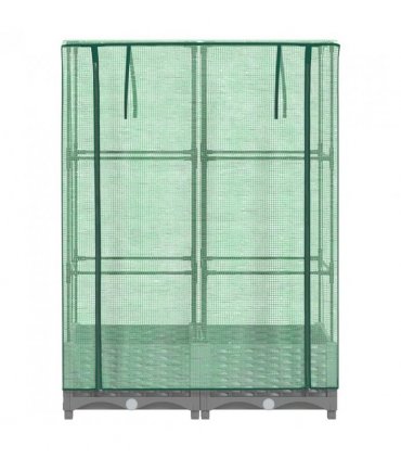 vidaXL Raised Bed with Greenhouse Cover Rattan Look 80x40x123 cm — Colour: light grey, Size: 80 x 40 x 123 cm