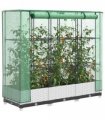vidaXL Raised Bed with Greenhouse Cover Rattan Look 120x40x123 cm — Colour: white, Size: 120 x 40 x 123 cm