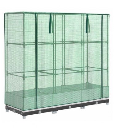vidaXL Raised Bed with Greenhouse Cover Rattan Look 120x40x123 cm — Colour: white, Size: 120 x 40 x 123 cm