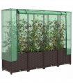 vidaXL Raised Bed with Greenhouse Cover Rattan Look 160x40x138 cm — Colour: brown, Size: 160 x 40 x 138 cm