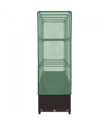 vidaXL Raised Bed with Greenhouse Cover Rattan Look 160x40x138 cm — Colour: brown, Size: 160 x 40 x 138 cm