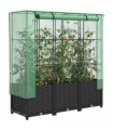vidaXL Raised Bed with Greenhouse Cover Rattan Look 120x40x138 cm — Colour: black, Size: 120 x 40 x 138 cm