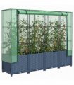 vidaXL Raised Bed with Greenhouse Cover Rattan Look 160x40x138 cm — Colour: blue grey, Size: 160 x 40 x 138 cm