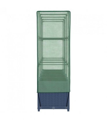 vidaXL Raised Bed with Greenhouse Cover Rattan Look 160x40x138 cm — Colour: blue grey, Size: 160 x 40 x 138 cm