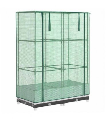 vidaXL Raised Bed with Greenhouse Cover Rattan Look 80x40x123 cm — Colour: white, Size: 80 x 40 x 123 cm