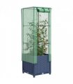vidaXL Raised Bed with Greenhouse Cover Rattan Look 40x40x139 cm — Colour: blue grey, Size: 40 x 40 x 139 cm