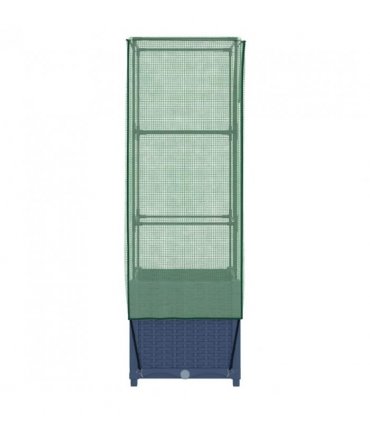 vidaXL Raised Bed with Greenhouse Cover Rattan Look 40x40x139 cm — Colour: blue grey, Size: 40 x 40 x 139 cm