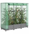 vidaXL Raised Bed with Greenhouse Cover Rattan Look 120x40x123 cm — Colour: light grey, Size: 120 x 40 x 123 cm