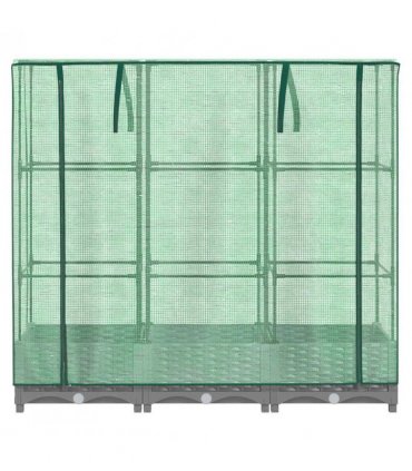 vidaXL Raised Bed with Greenhouse Cover Rattan Look 120x40x123 cm — Colour: light grey, Size: 120 x 40 x 123 cm