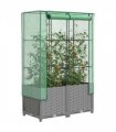 vidaXL Raised Bed with Greenhouse Cover Rattan Look 80x40x138 cm — Colour: light grey, Size: 80 x 40 x 138 cm