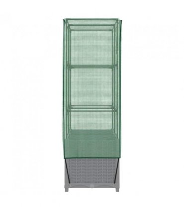 vidaXL Raised Bed with Greenhouse Cover Rattan Look 80x40x138 cm — Colour: light grey, Size: 80 x 40 x 138 cm