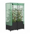 vidaXL Raised Bed with Greenhouse Cover Rattan Look 80x40x138 cm — Colour: black, Size: 80 x 40 x 138 cm