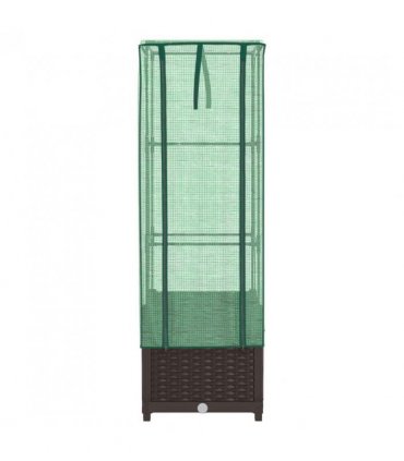 vidaXL Raised Bed with Greenhouse Cover Rattan Look 40x40x139 cm — Colour: brown, Size: 40 x 40 x 139 cm
