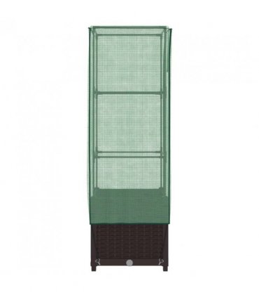 vidaXL Raised Bed with Greenhouse Cover Rattan Look 40x40x139 cm — Colour: brown, Size: 40 x 40 x 139 cm