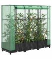 vidaXL Raised Bed with Greenhouse Cover Rattan Look 120x40x123 cm — Colour: black, Size: 120 x 40 x 123 cm