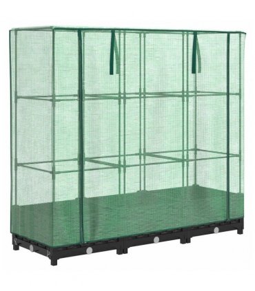 vidaXL Raised Bed with Greenhouse Cover Rattan Look 120x40x123 cm — Colour: black, Size: 120 x 40 x 123 cm