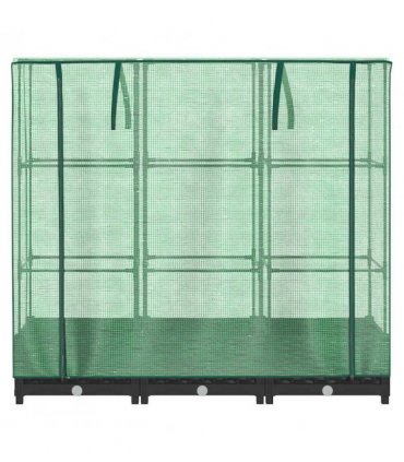 vidaXL Raised Bed with Greenhouse Cover Rattan Look 120x40x123 cm — Colour: black, Size: 120 x 40 x 123 cm