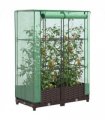 vidaXL Raised Bed with Greenhouse Cover Rattan Look 80x40x123 cm — Colour: brown, Size: 80 x 40 x 123 cm