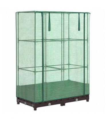 vidaXL Raised Bed with Greenhouse Cover Rattan Look 80x40x123 cm — Colour: brown, Size: 80 x 40 x 123 cm