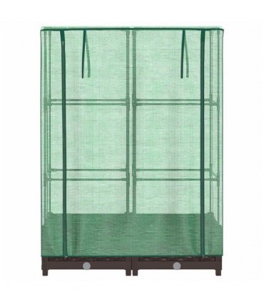 vidaXL Raised Bed with Greenhouse Cover Rattan Look 80x40x123 cm — Colour: brown, Size: 80 x 40 x 123 cm