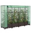 vidaXL Raised Bed with Greenhouse Cover Rattan Look 160x40x123 cm — Colour: brown, Size: 160 x 40 x 123 cm
