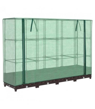 vidaXL Raised Bed with Greenhouse Cover Rattan Look 160x40x123 cm — Colour: brown, Size: 160 x 40 x 123 cm