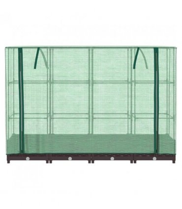 vidaXL Raised Bed with Greenhouse Cover Rattan Look 160x40x123 cm — Colour: brown, Size: 160 x 40 x 123 cm