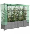 vidaXL Raised Bed with Greenhouse Cover Rattan Look 160x40x138 cm — Colour: light grey, Size: 160 x 40 x 138 cm