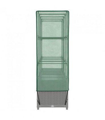 vidaXL Raised Bed with Greenhouse Cover Rattan Look 160x40x138 cm — Colour: light grey, Size: 160 x 40 x 138 cm