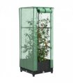 vidaXL Raised Bed with Greenhouse Cover Rattan Look 40x40x123 cm — Colour: black, Size: 40 x 40 x 123 cm