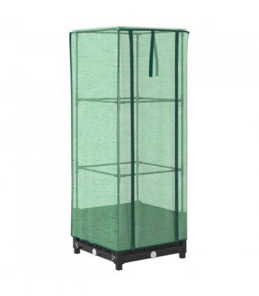 vidaXL Raised Bed with Greenhouse Cover Rattan Look 40x40x123 cm — Colour: black, Size: 40 x 40 x 123 cm