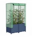 vidaXL Raised Bed with Greenhouse Cover Rattan Look 80x40x138 cm — Colour: blue grey, Size: 80 x 40 x 138 cm