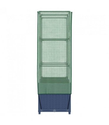 vidaXL Raised Bed with Greenhouse Cover Rattan Look 80x40x138 cm — Colour: blue grey, Size: 80 x 40 x 138 cm