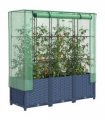 vidaXL Raised Bed with Greenhouse Cover Rattan Look 120x40x138 cm — Colour: blue grey, Size: 120 x 40 x 138 cm
