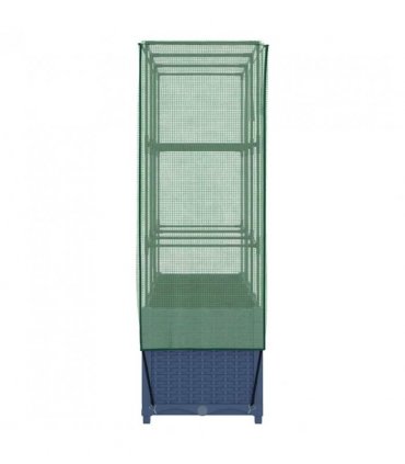 vidaXL Raised Bed with Greenhouse Cover Rattan Look 120x40x138 cm — Colour: blue grey, Size: 120 x 40 x 138 cm