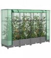 vidaXL Raised Bed with Greenhouse Cover Rattan Look 160x40x123 cm — Colour: light grey, Size: 160 x 40 x 123 cm