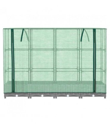 vidaXL Raised Bed with Greenhouse Cover Rattan Look 160x40x123 cm — Colour: light grey, Size: 160 x 40 x 123 cm