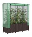 vidaXL Raised Bed with Greenhouse Cover Rattan Look 120x40x138 cm — Colour: brown, Size: 120 x 40 x 138 cm
