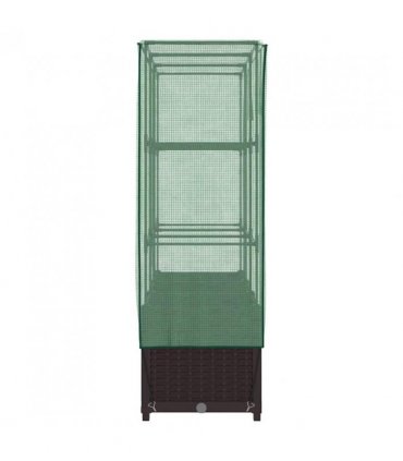 vidaXL Raised Bed with Greenhouse Cover Rattan Look 120x40x138 cm — Colour: brown, Size: 120 x 40 x 138 cm
