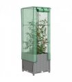 vidaXL Raised Bed with Greenhouse Cover Rattan Look 40x40x139 cm — Colour: light grey, Size: 40 x 40 x 139 cm