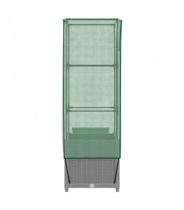 vidaXL Raised Bed with Greenhouse Cover Rattan Look 40x40x139 cm — Colour: light grey, Size: 40 x 40 x 139 cm