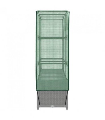 vidaXL Raised Bed with Greenhouse Cover Rattan Look 120x40x138 cm — Colour: light grey, Size: 120 x 40 x 138 cm